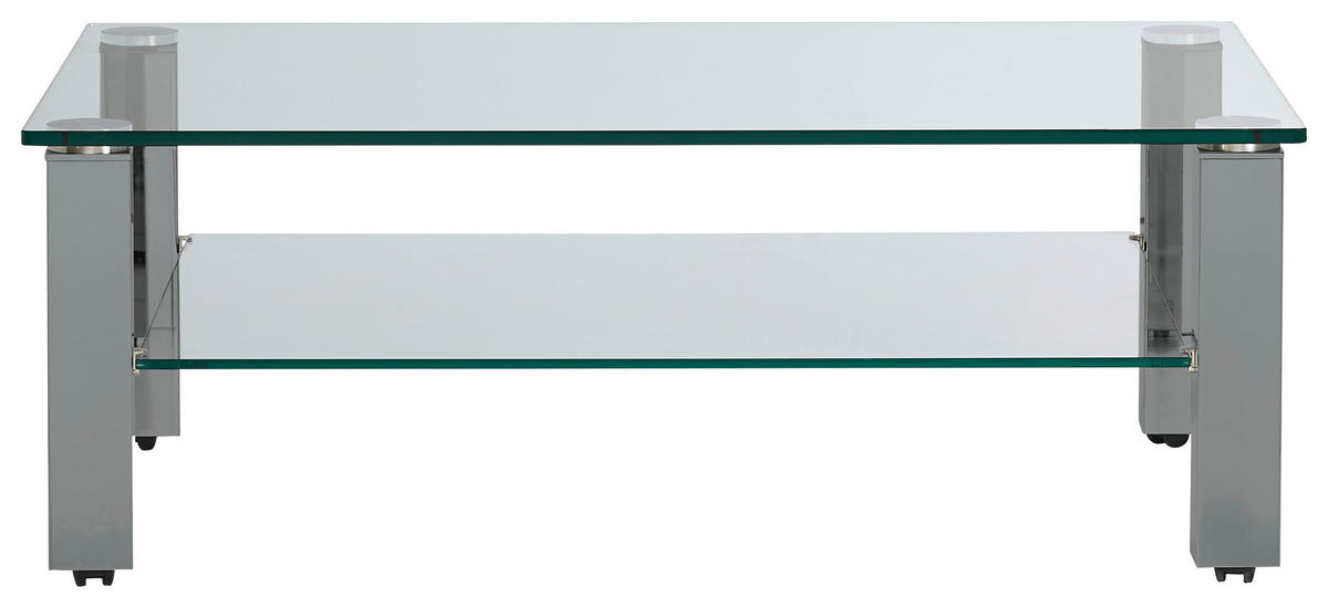 COUCHTISCH in Metall, Glas 110/70/42,5 cm  - Grau, Design, Glas/Kunststoff (110/70/42,5cm)