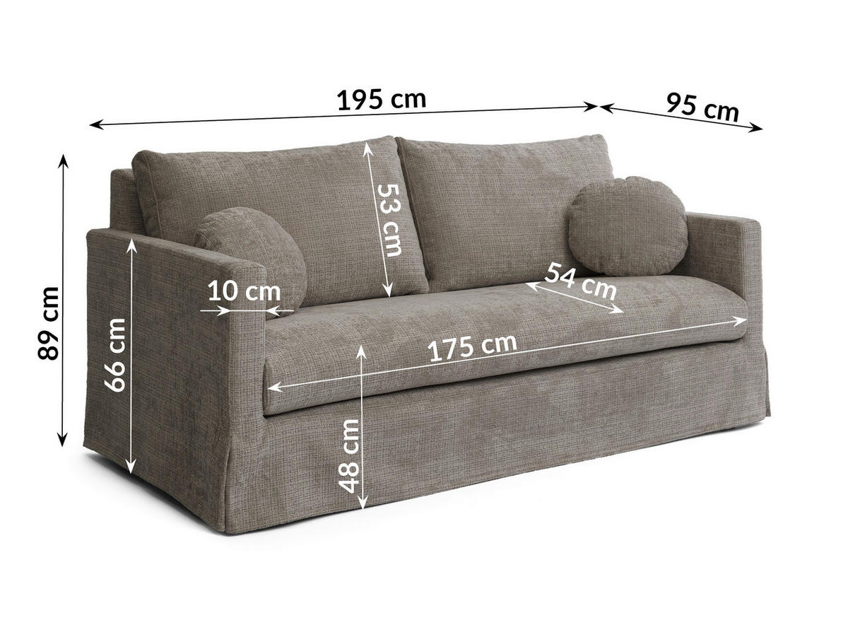 3-SITZER-BEZUG - Braun, Design, Textil (195/89/95cm) - P & B