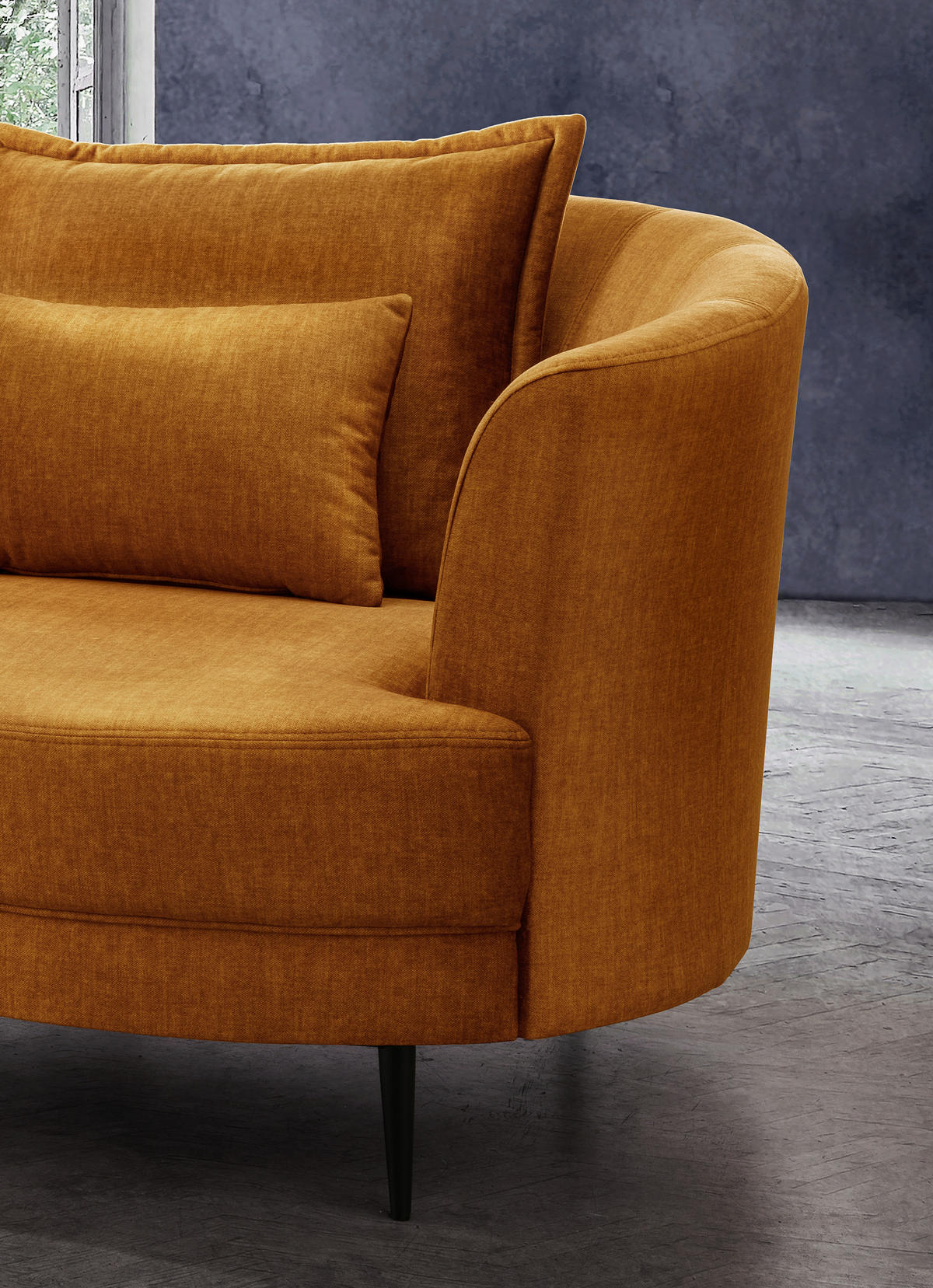2-SITZER-SOFA in Velours Gelb  - Gelb/Schwarz, Modern, Textil/Metall (179/85/101cm) - Livetastic