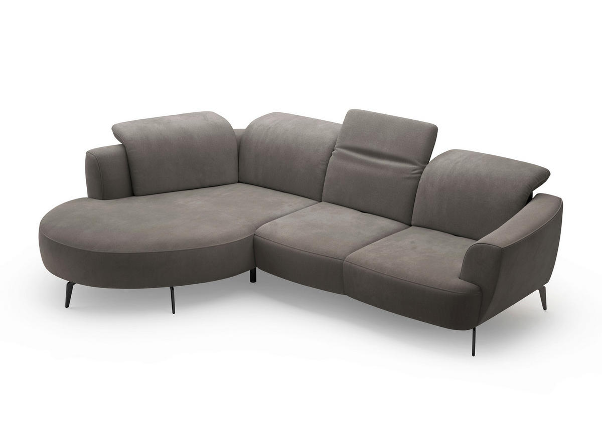 ECKSOFA in Flachgewebe Graphitfarben  199/309 cm  - Schwarz/Graphitfarben, KONVENTIONELL, Textil/Metall (199/309cm) - Sit & More