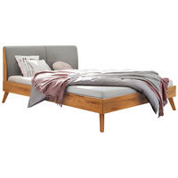 BETT 160/200 cm,  in Hellgrau, Wildeiche,  - Wildeiche/Hellgrau, Natur, Holz (160/200cm) - Hasena