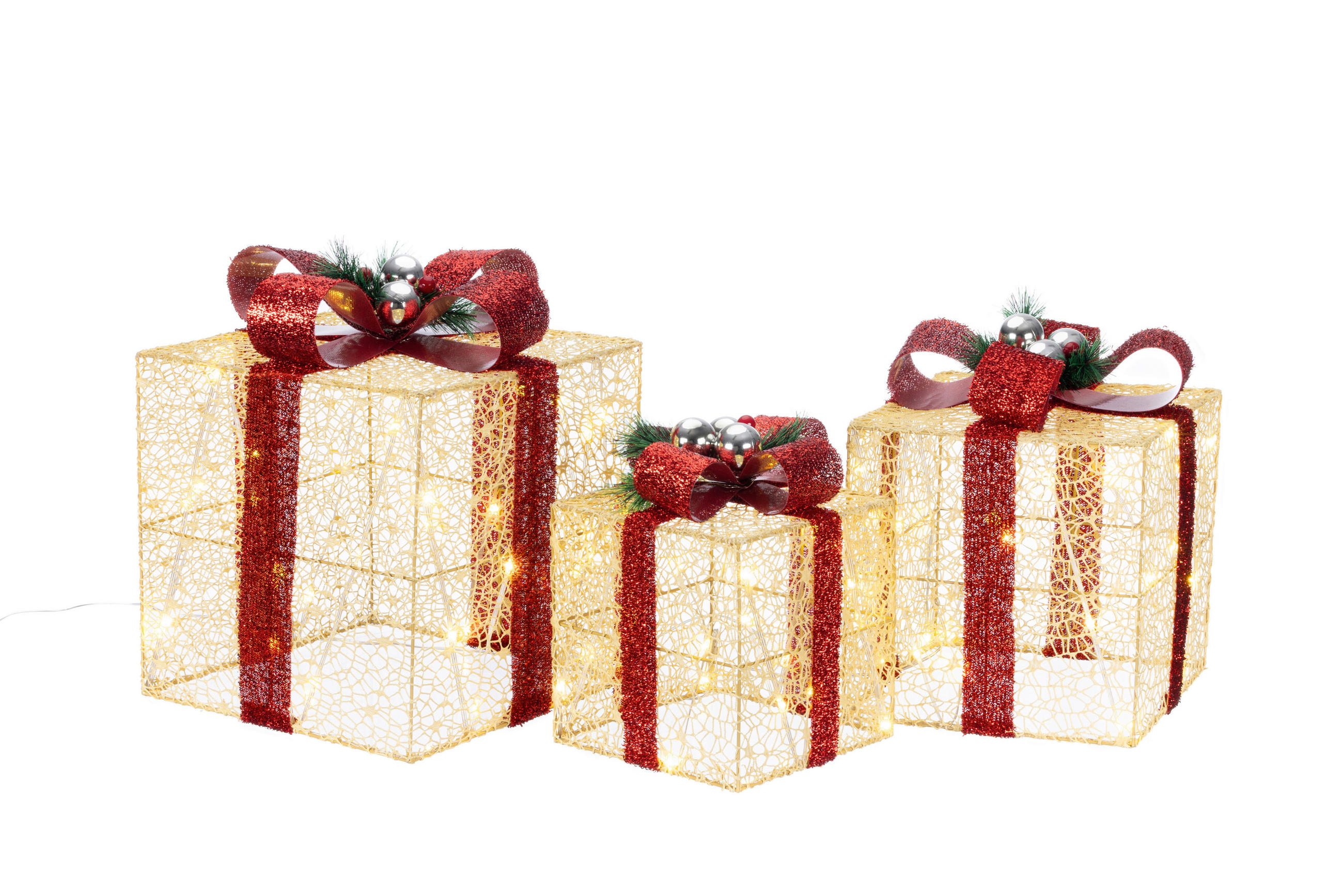 LED-DEKOLEUCHTE  - Rot/Goldfarben, LIFESTYLE, Textil/Metall - X-Mas