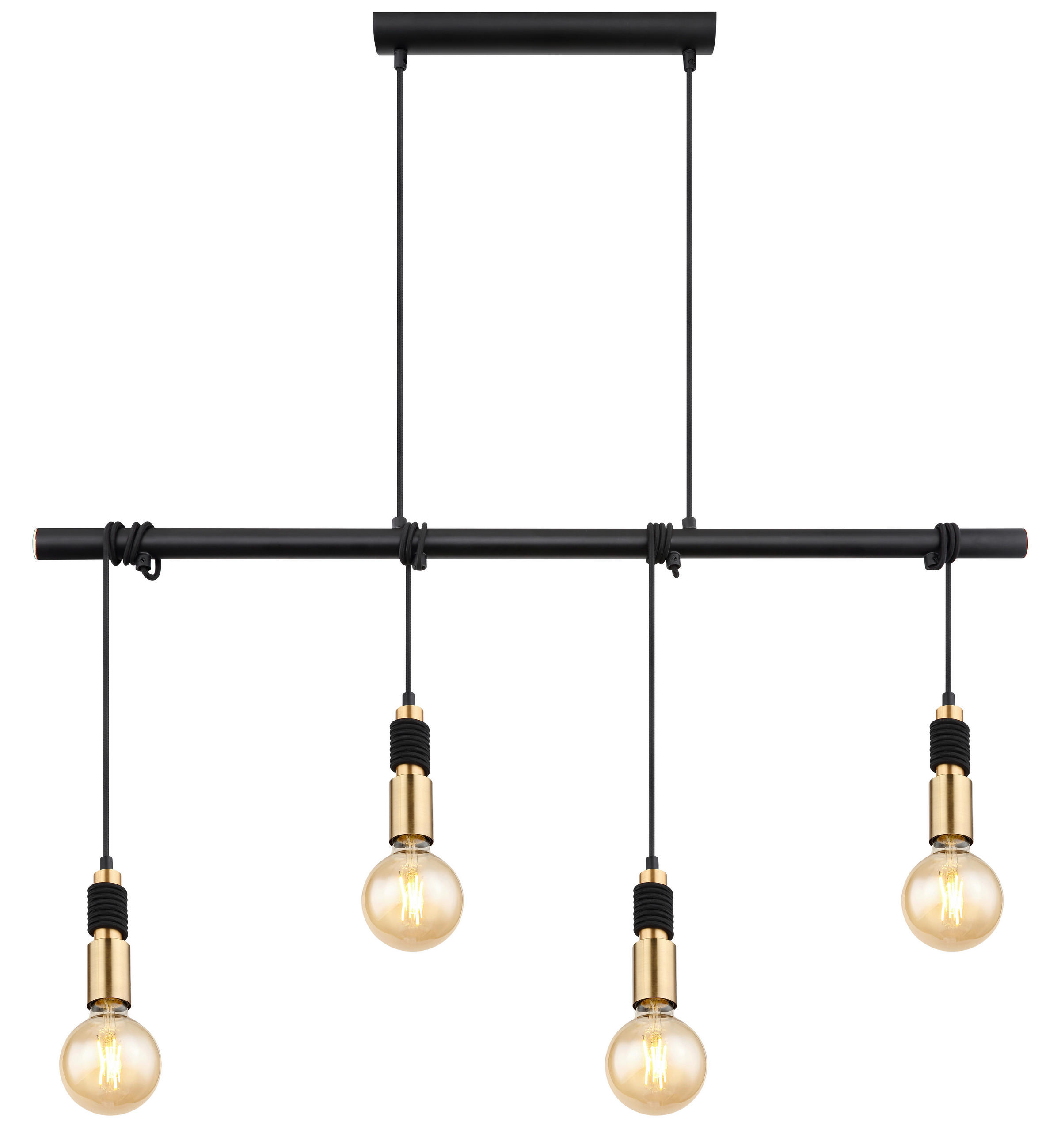 HÄNGELEUCHTE 100/6/120 cm  - Messingfarben/Schwarz, Basics, Metall (100/6/120cm) - Globo