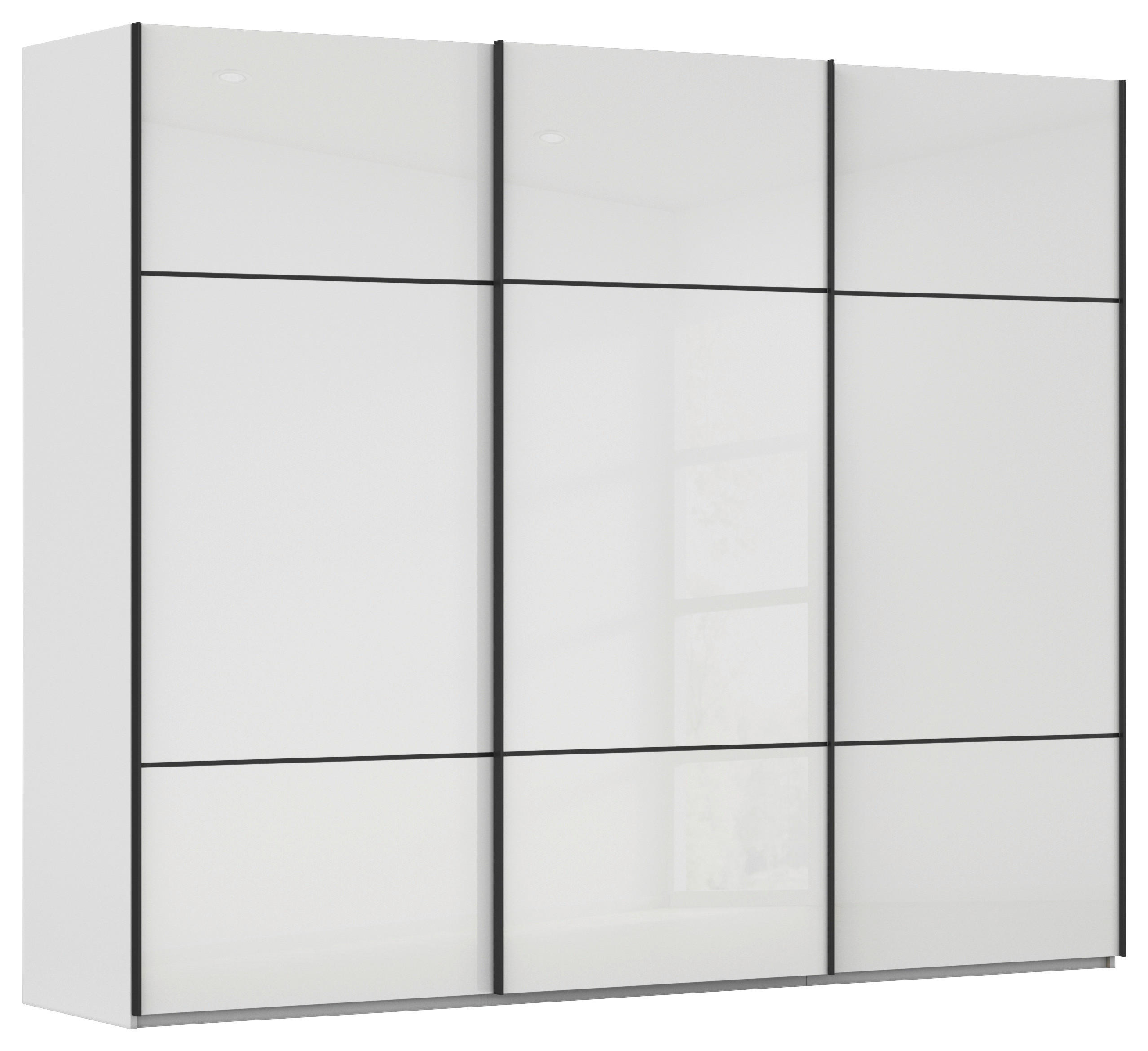 SCHWEBETÜRENSCHRANK in Grau, Weiss  - Weiss/Schwarz, Konventionell, Glas/Holzwerkstoff (271/223/68cm) - Novel