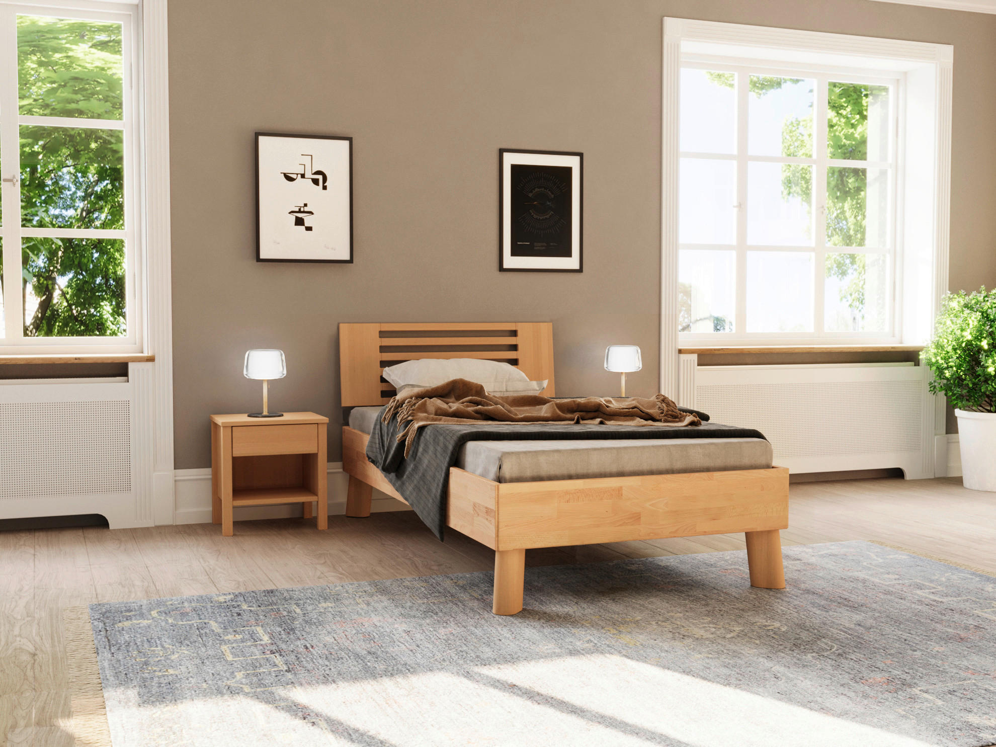 BETT 100/200 cm  in Naturfarben, Kernbuche  - Naturfarben/Kernbuche, MODERN, Holz (100/200cm) - MID.YOU