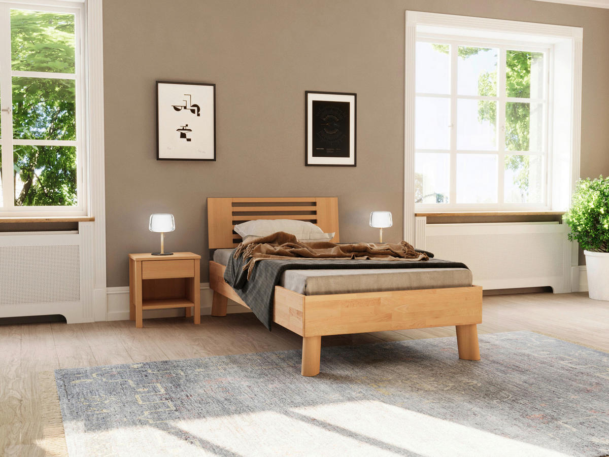 BETT - Naturfarben/Kernbuche, MODERN, Holz (100/200cm) - MID.YOU