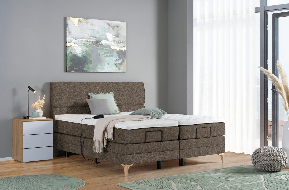 BOXSPRINGBETT 180/200 cm  in Braun  - Eichefarben/Braun, Konventionell, Holz/Textil (180/200cm) - Voleo