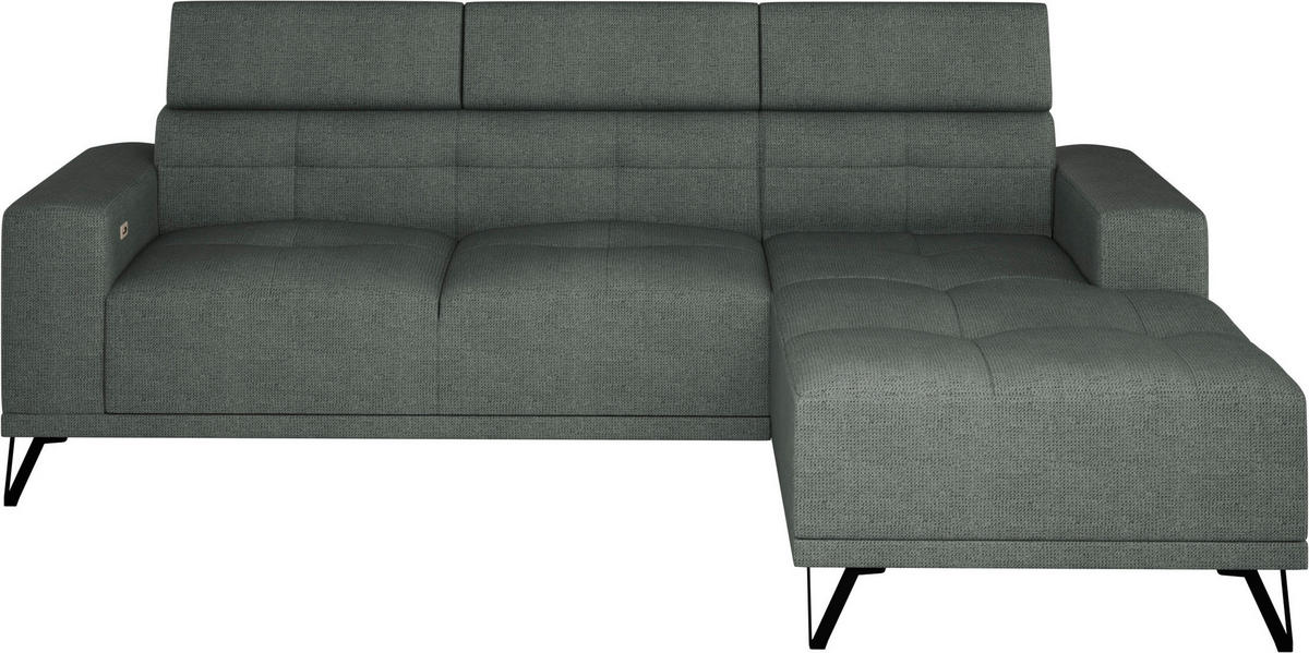 ECKSOFA Waldgrün Chenille  - Waldgrün/Schwarz, KONVENTIONELL, Textil/Metall (264/178cm) - Hom`in