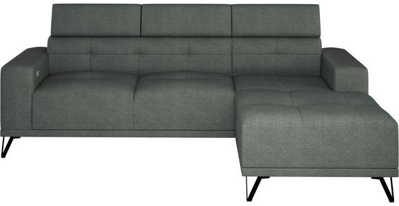 ECKSOFA Waldgrün Chenille - Waldgrün/Schwarz, KONVENTIONELL, Textil/Metall (264/178cm) - Hom`in