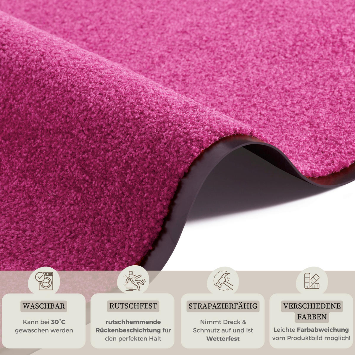 SCHMUTZFANGMATTE  60/180 cm  Pink  - Pink, Basics, Kunststoff/Textil (60/180cm) - Hanse Home