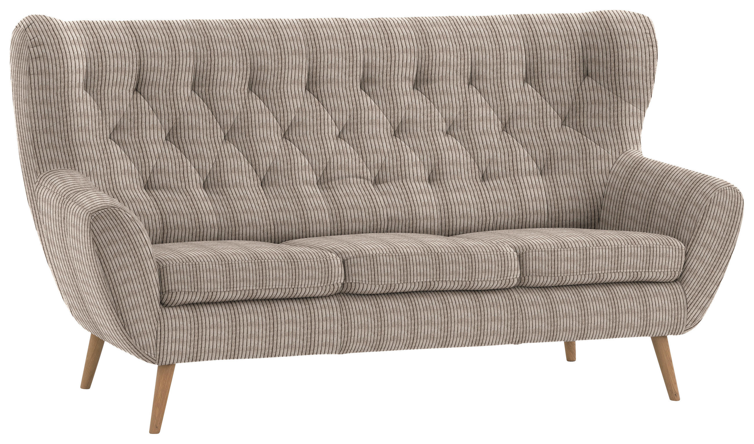 3-SITZER-SOFA in Cord Beige  - Beige, Design, Holz/Textil (187/101/95cm) - Stylife