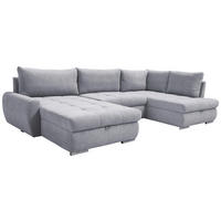 ECKSOFA Velours Hellgrau  - Chromfarben/Hellgrau, Design, Kunststoff/Textil (174cm) - Livetastic