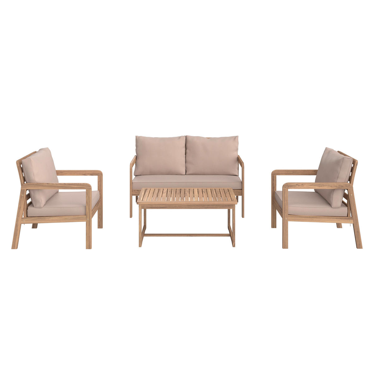 GARTENSET  - Hellgrau/Teakfarben, MODERN, Holz/Textil (85/116/60/35/72/72/55/64/64cm) - Ambia Garden