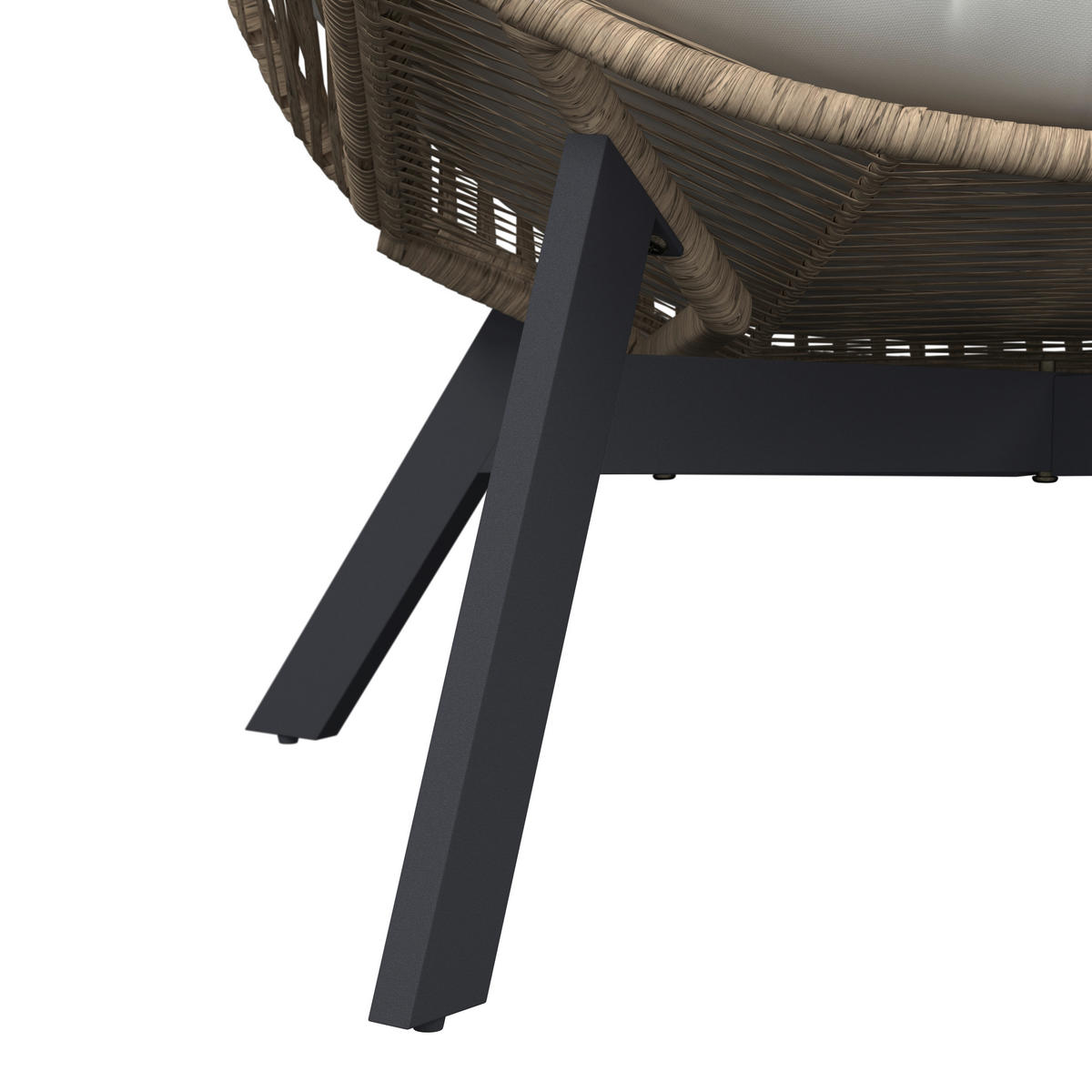 LOUNGESESSEL Naturfarben, Schwarz, Beige Stahl  - Beige/Schwarz, Design, Kunststoff/Textil (101/140/96cm) - Ambia Garden