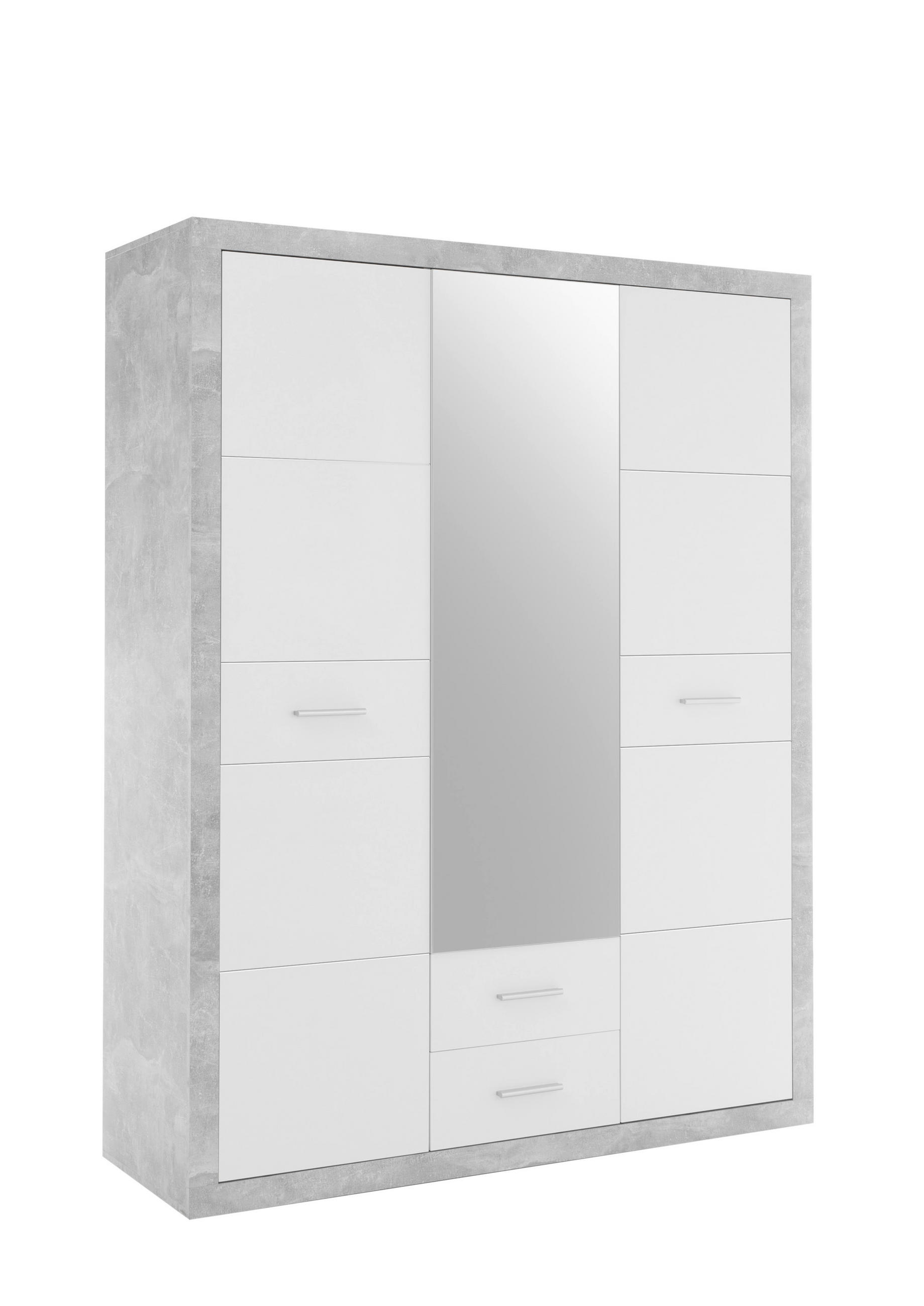 DREHTÜRENSCHRANK  in Grau, Weiß  - Eichefarben/Silberfarben, MODERN, Holzwerkstoff/Kunststoff (151/198/55cm) - MID.YOU