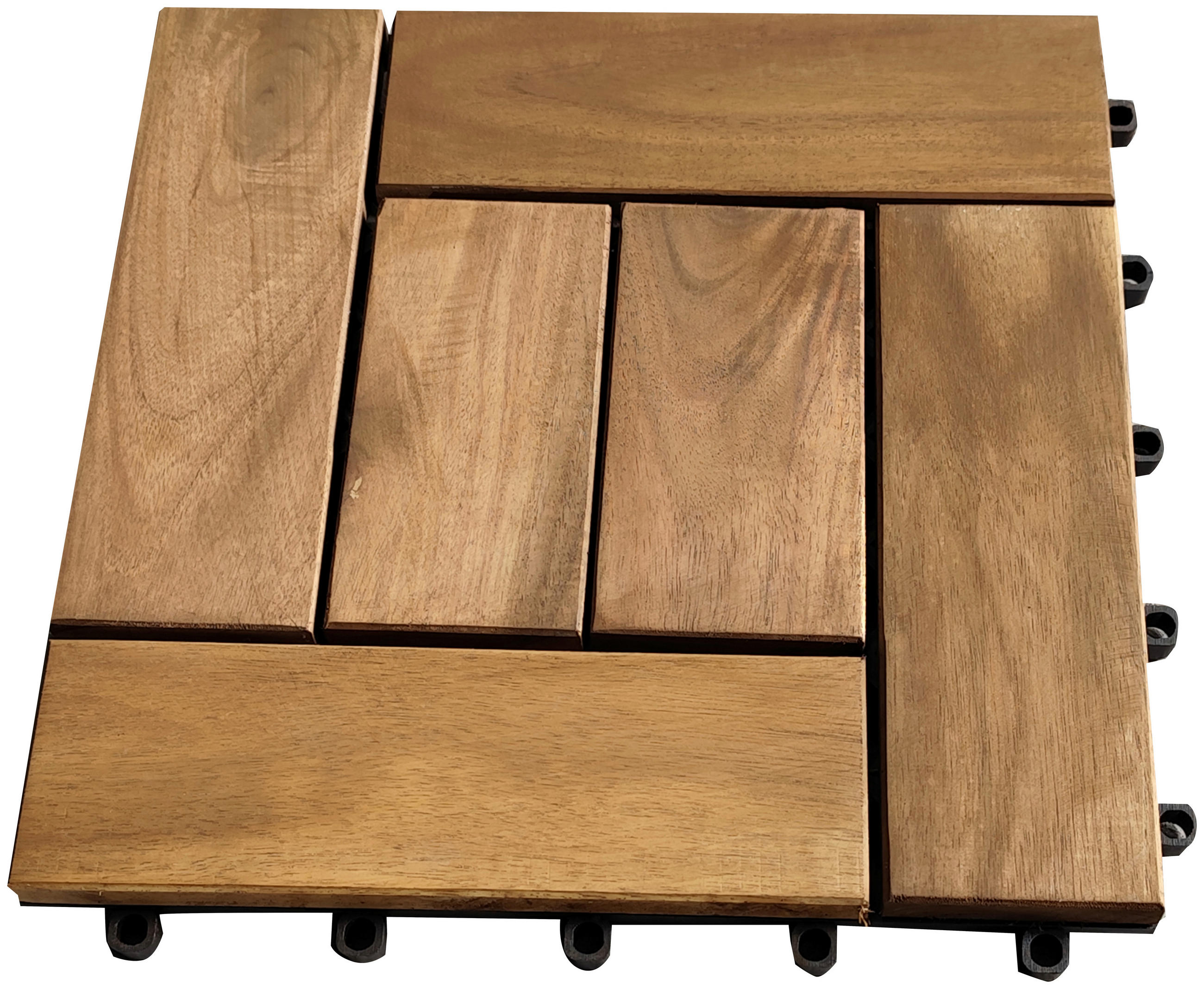 TERRASSENFLIESE Schwarz, Akaziefarben  - Schwarz/Akaziefarben, Basics, Holz/Kunststoff (30/30/2,4cm) - Ambia Garden