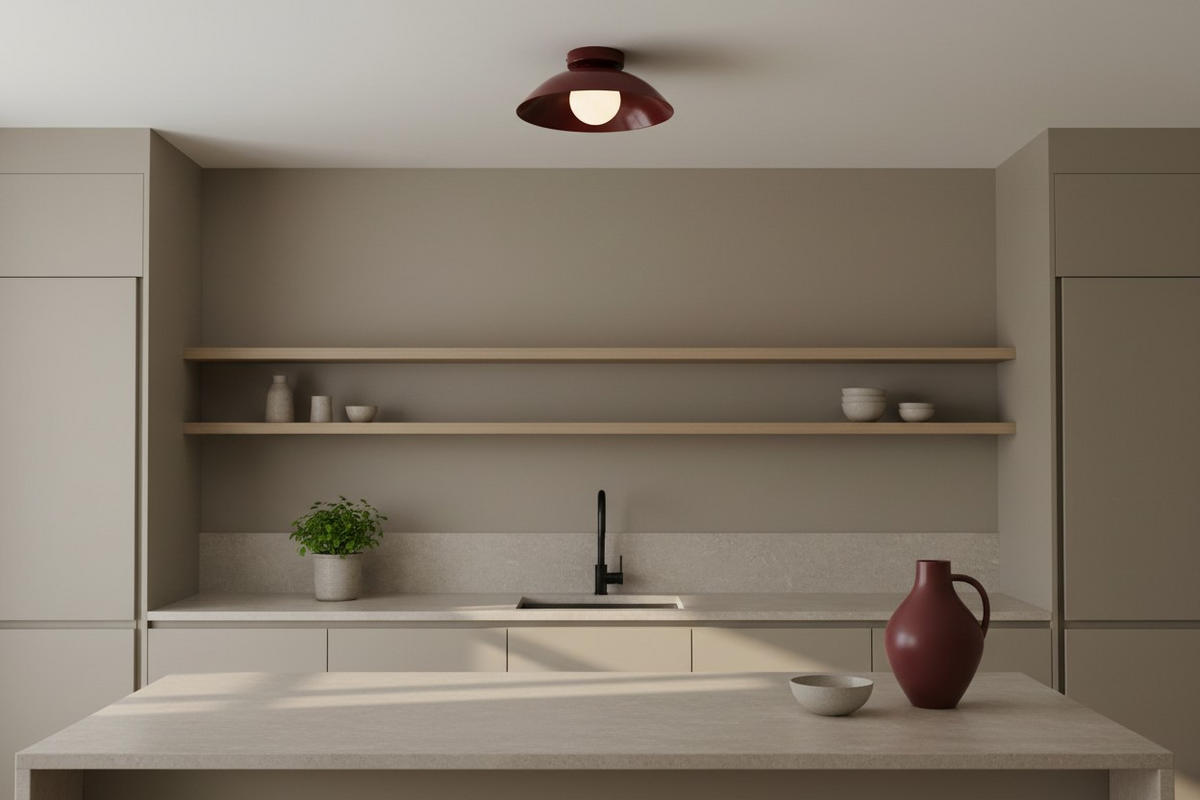 DECKENLEUCHTE  30/15 cm    - Dunkelrot, Design, Kunststoff/Metall (30/15cm) - Collet's Monde