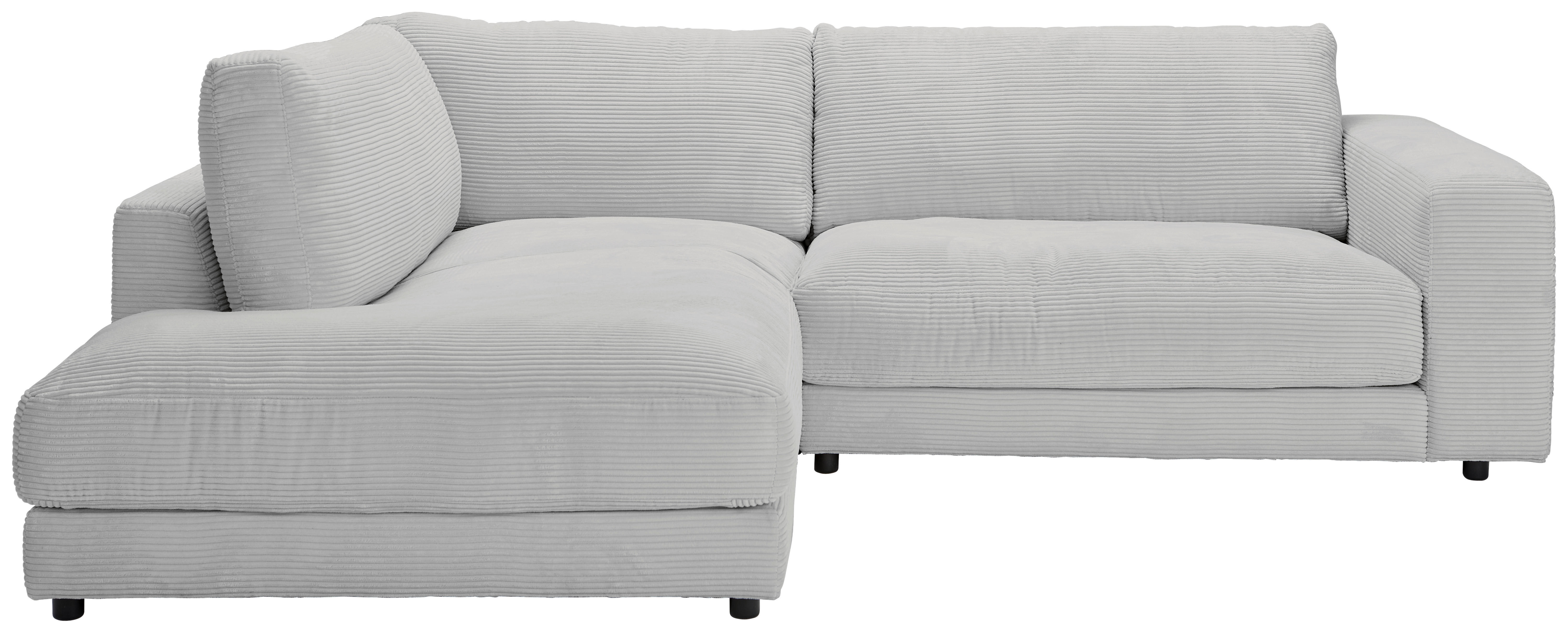 ECKSOFA in Cord Grau  - Schwarz/Grau, Design, Kunststoff/Textil (224/265cm) - Hom`in
