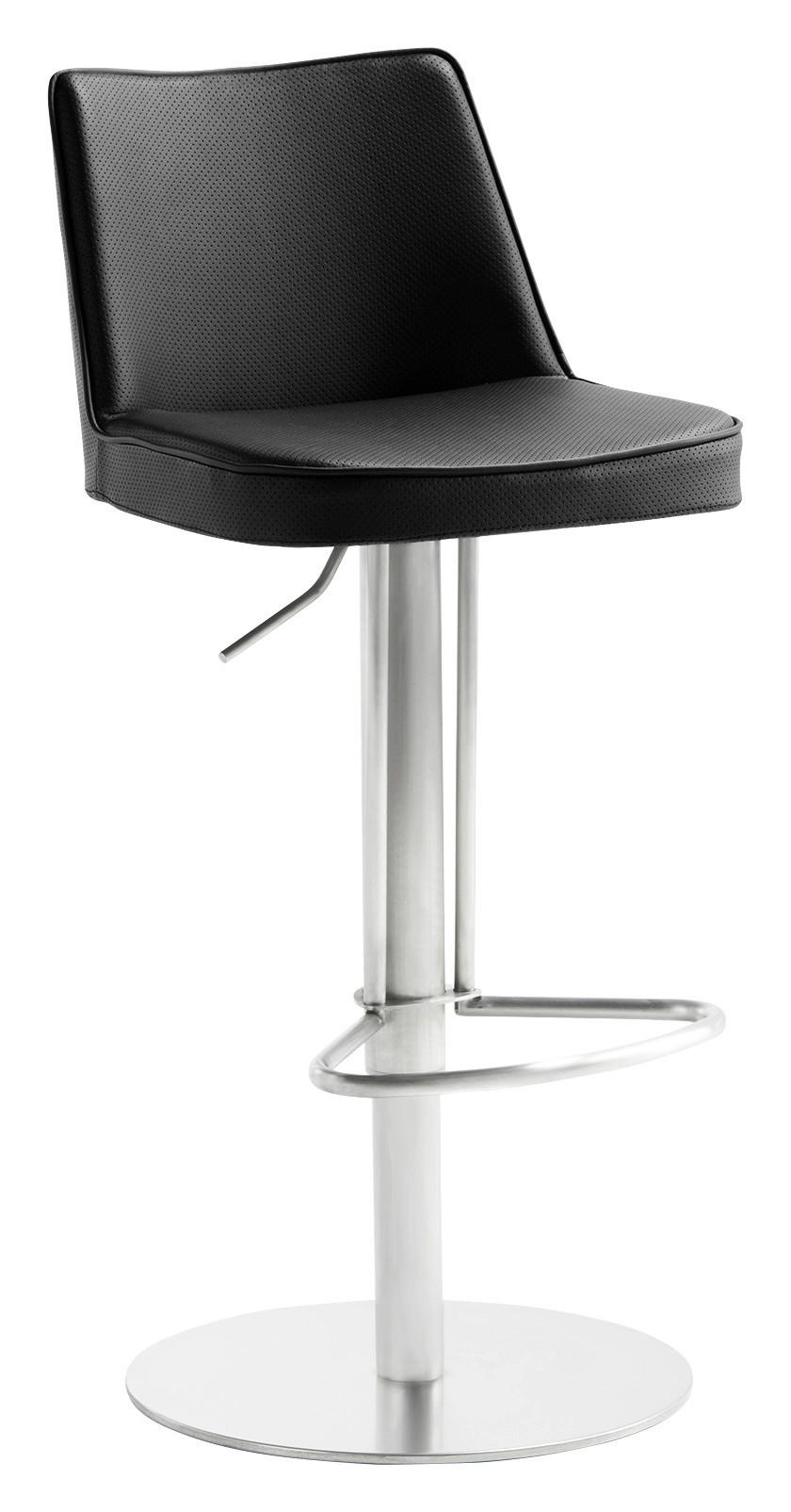 Barhocker in Metall, Leder Schwarz