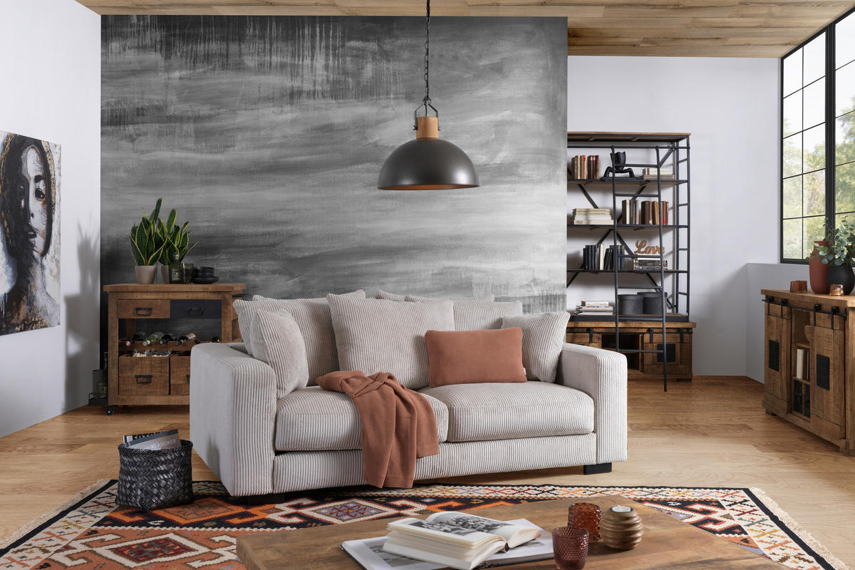 2,5-SITS SOFFA i manchester greige  - greige/svart, Klassisk, trä/textil (203/83/126cm) - MID.YOU