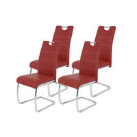 SCHWINGSTUHL-SET 4 Stück  in Stahl Lederlook  - Chromfarben/Bordeaux, MODERN, Textil/Metall (43/98/59cm) - MID.YOU