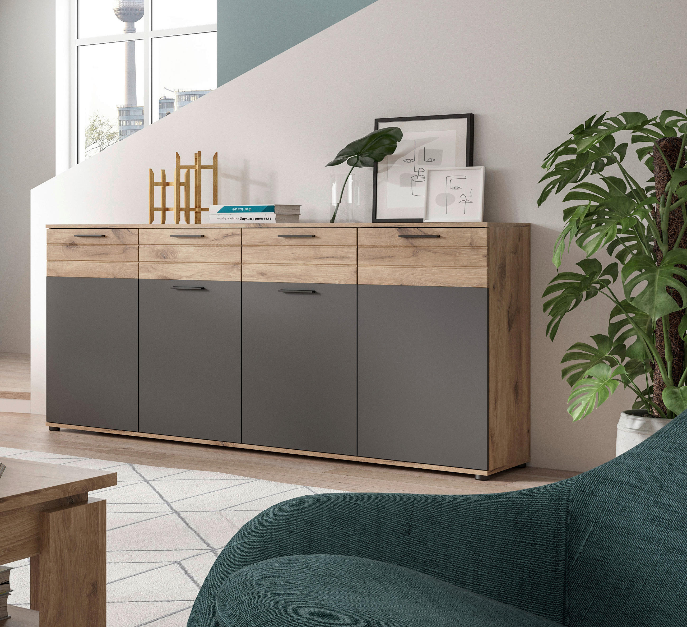 KOMMODE in 180/87/40 cm - Holzwerkstoff/Kunststoff (180/87/40cm) - MID.YOU