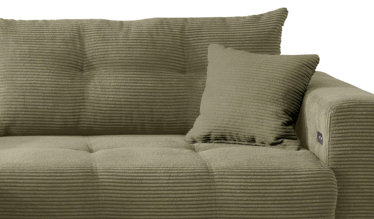 ECKSOFA in Cord Olivgrün  177/246 cm  - Schwarz/Olivgrün, MODERN, Holz/Textil (177/246cm) - MID.YOU