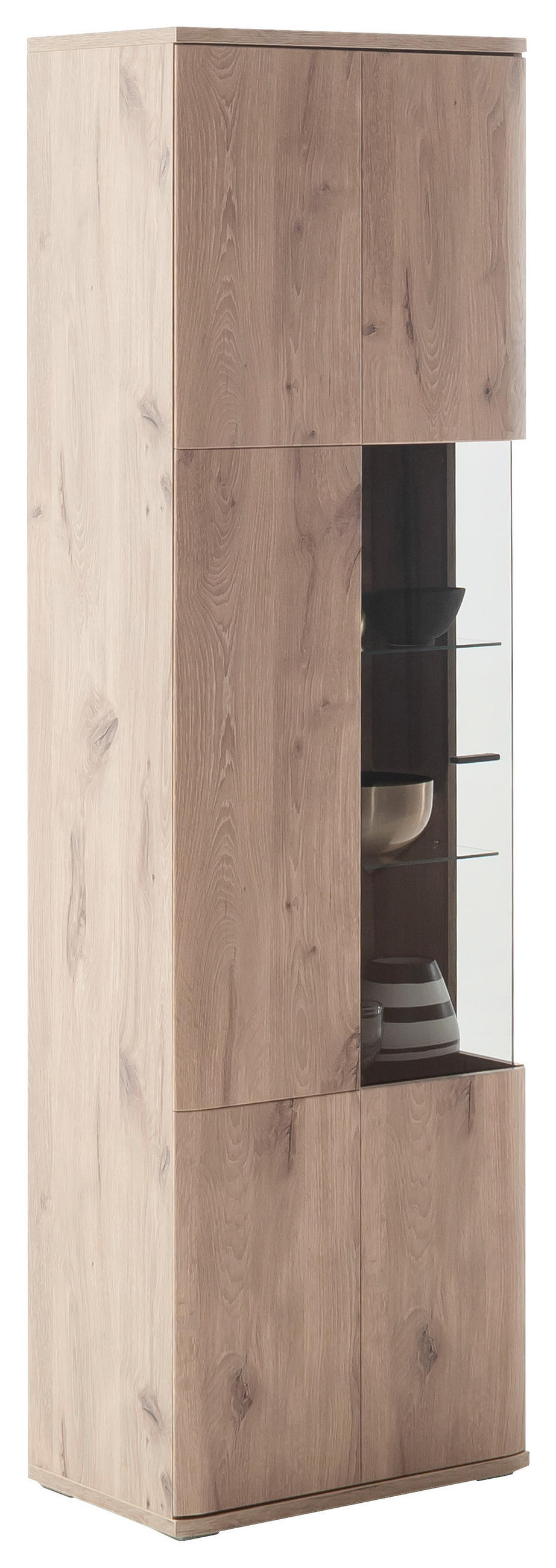 VITRINE in Eichefarben  - Eichefarben/Anthrazit, Design, Glas/Holzwerkstoff (60/199/37cm) - MID.YOU