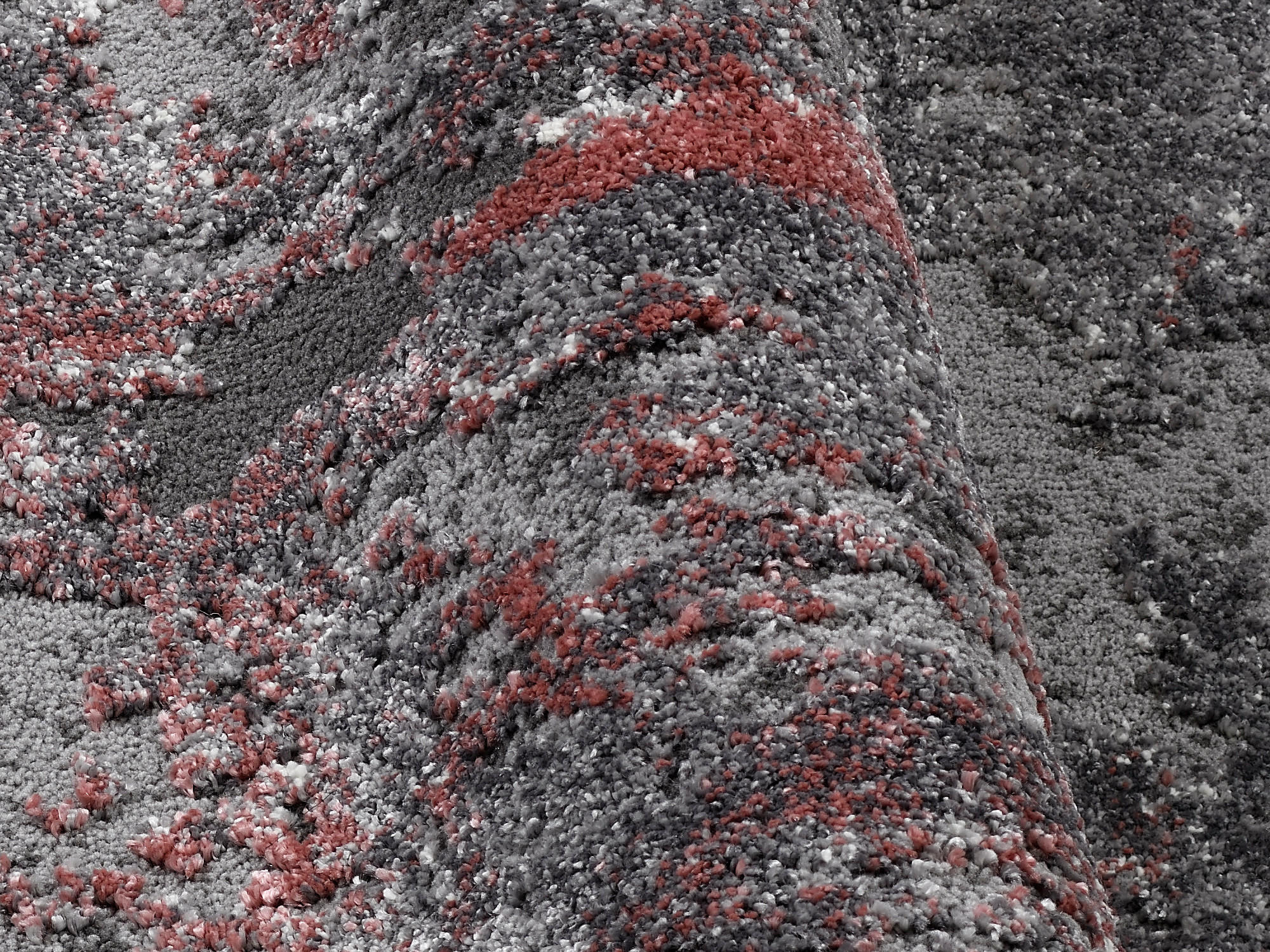 Thumbnail - Novel Vintage-Teppich Timeline Quantum, Grau, Hellrot, Textil, Abstraktes, rund, in verschiedenen Größen erhältlich, Tep...