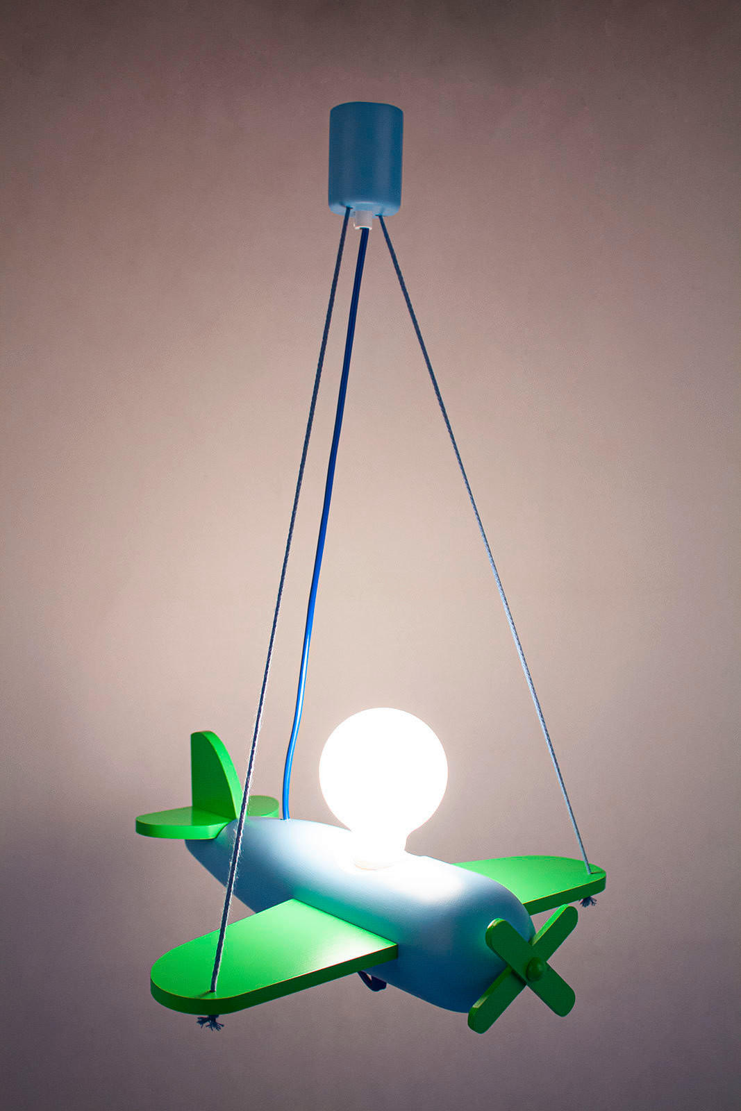KINDERHÄNGELEUCHTE 42/47/75 cm   - Blau/Grün, Basics, Holz (42/47/75cm)