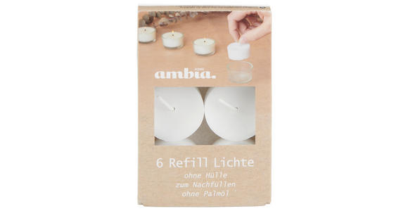 TEELICHT 6 Stück  - Weiß, Basics, Kunststoff (3,8/1,7cm) - Ambia Home