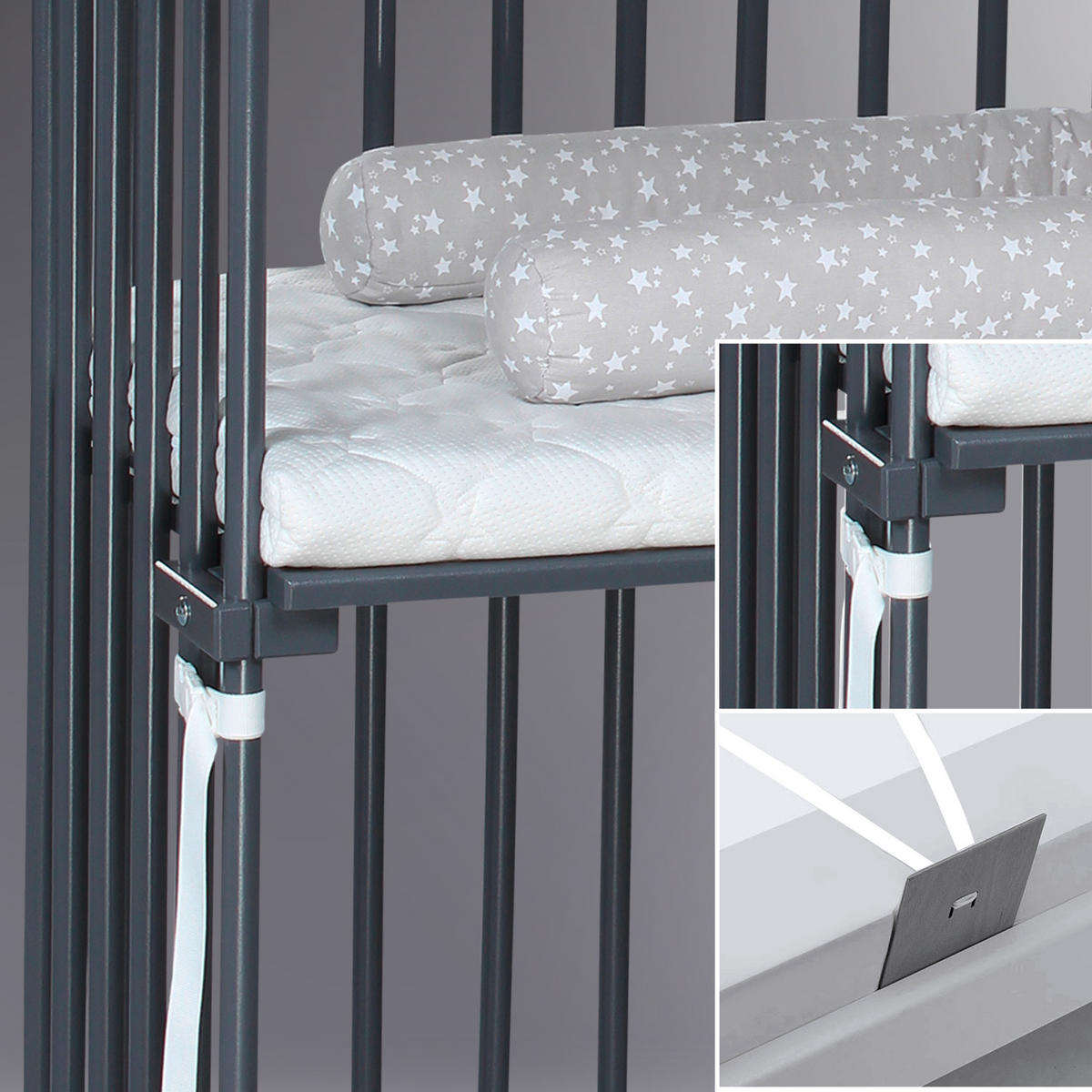 BEISTELLBETT 110/62/96,50 cm  - Grau, Basics, Holz (110/62/96,50cm) - Babybay