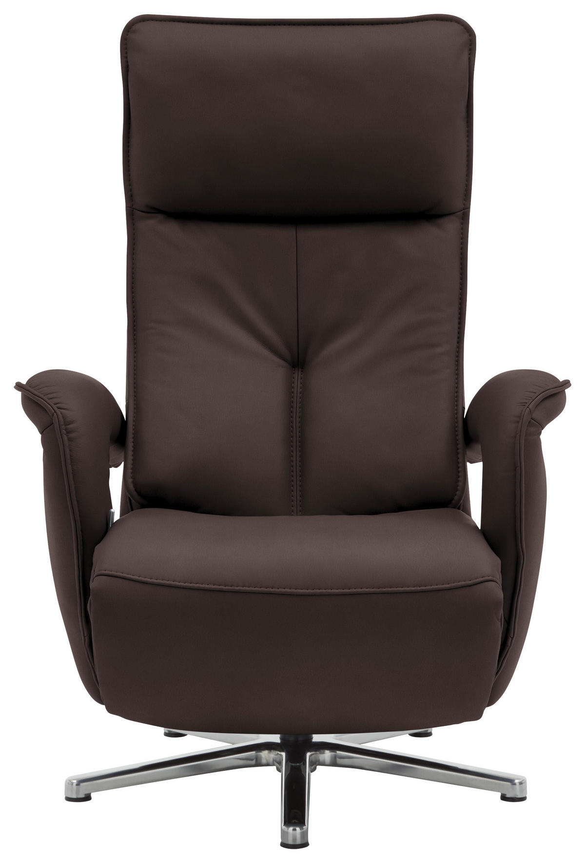 RELAXSESSEL in Leder Braun  - Chromfarben/Braun, Design, Leder/Metall (77/110/87cm) - Valdera