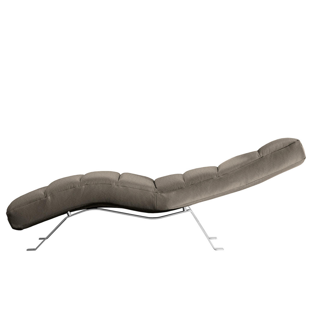 RELAXLIEGE in Echtleder Fango  - Fango/Silberfarben, Design, Leder/Metall (65/65-95/171cm) - Livetastic