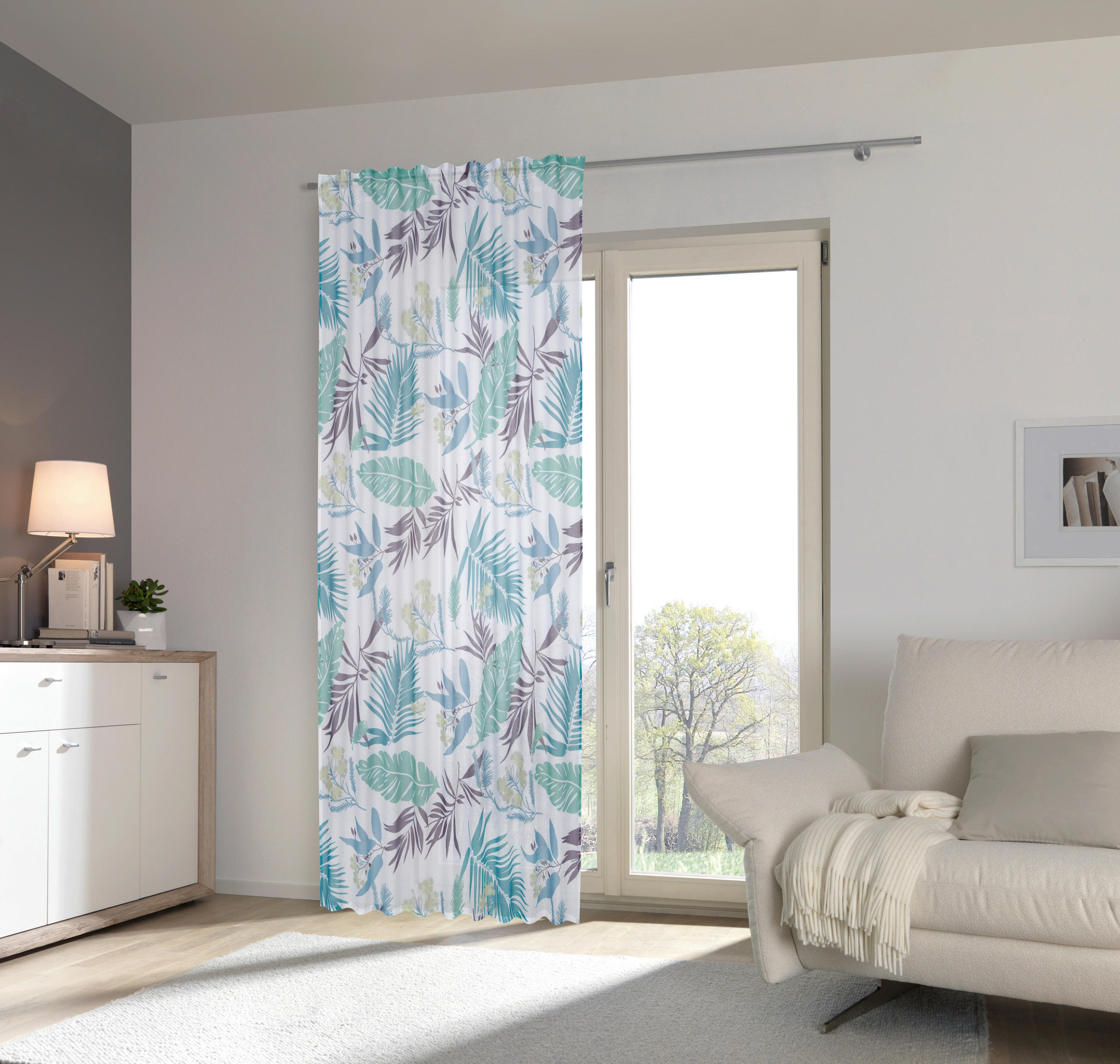 FERTIGVORHANG halbtransparent  - Blau, Design, Textil (140/245cm) - Esposa