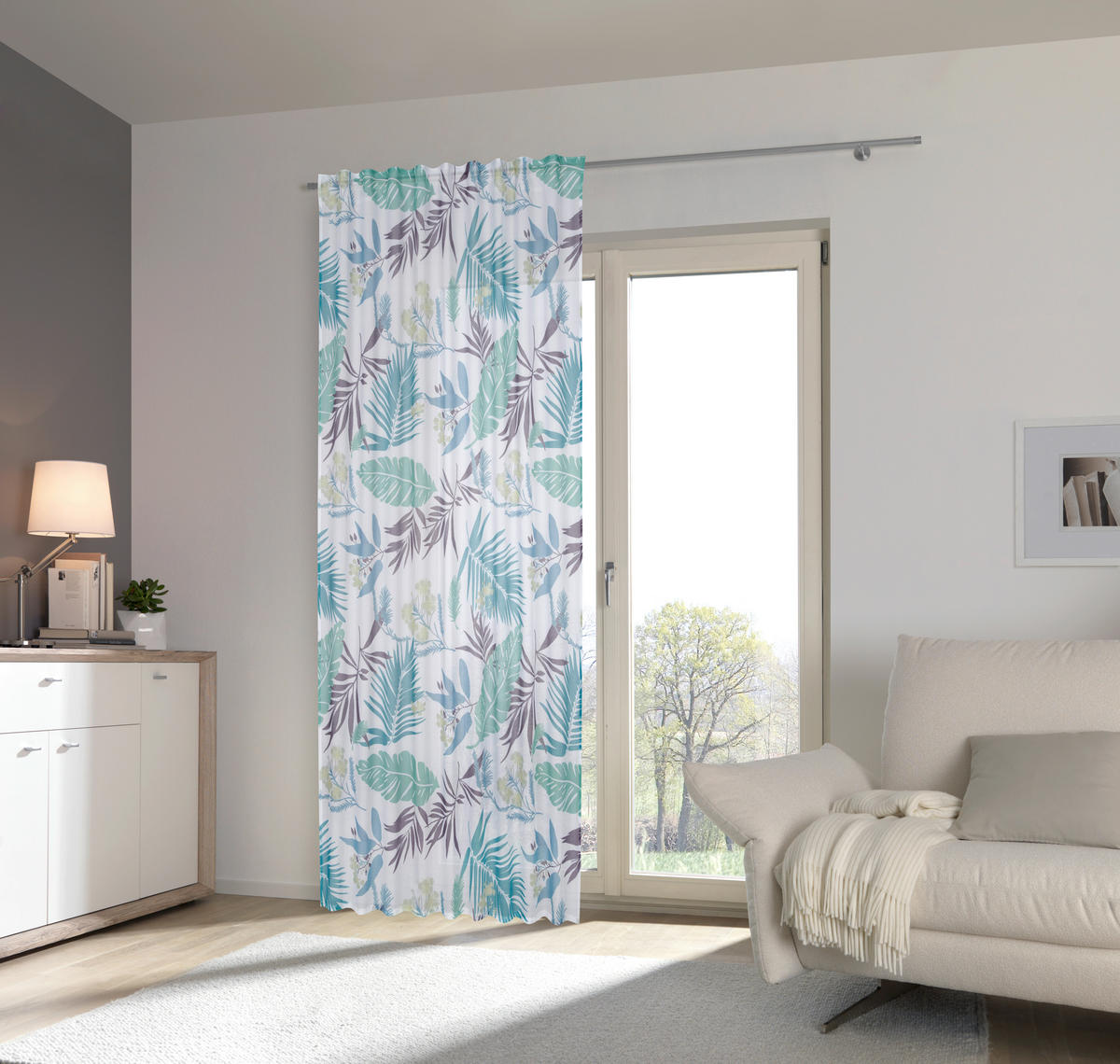 KÉSZFÜGGÖNY részben áttetsző  - kék, Design, textil (140/245cm) - Esposa