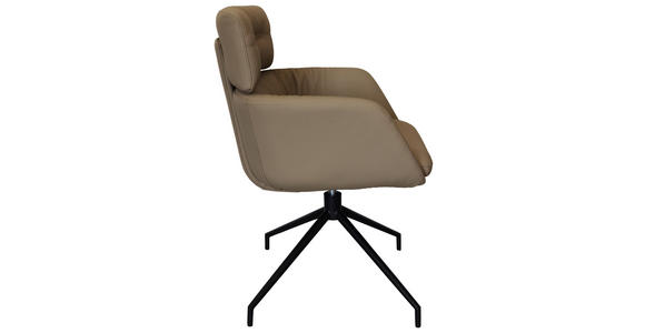 ARMLEHNSTUHL  in Eisen Echtleder pigmentiert  - Taupe/Schwarz, Design, Leder/Metall (62/92/66cm) - Dieter Knoll