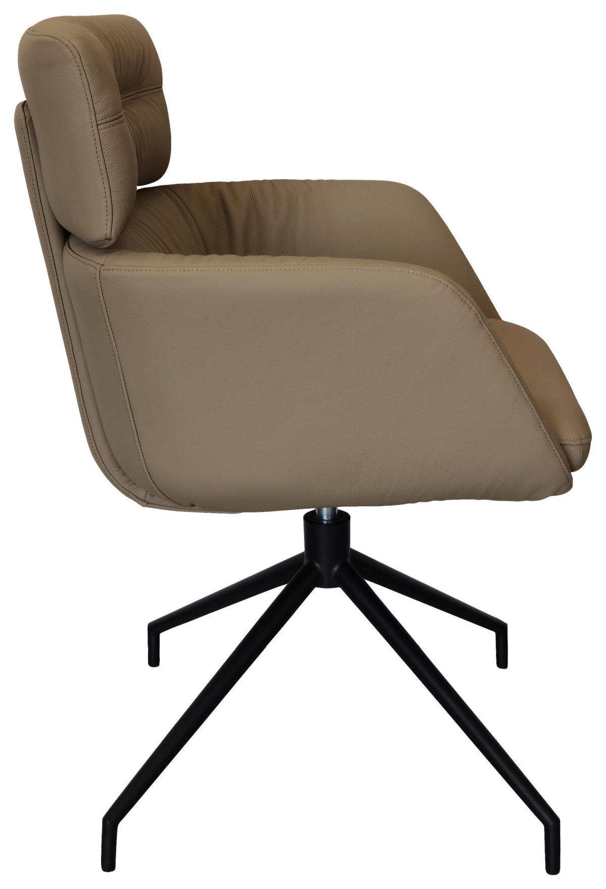 ARMLEHNSTUHL  in Eisen Echtleder pigmentiert  - Taupe/Schwarz, Design, Leder/Metall (62/92/66cm) - Dieter Knoll