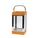 LATERNE - Edelstahlfarben/Braun, Basics, Glas/Holz (15/28/15cm) - Ambia Home