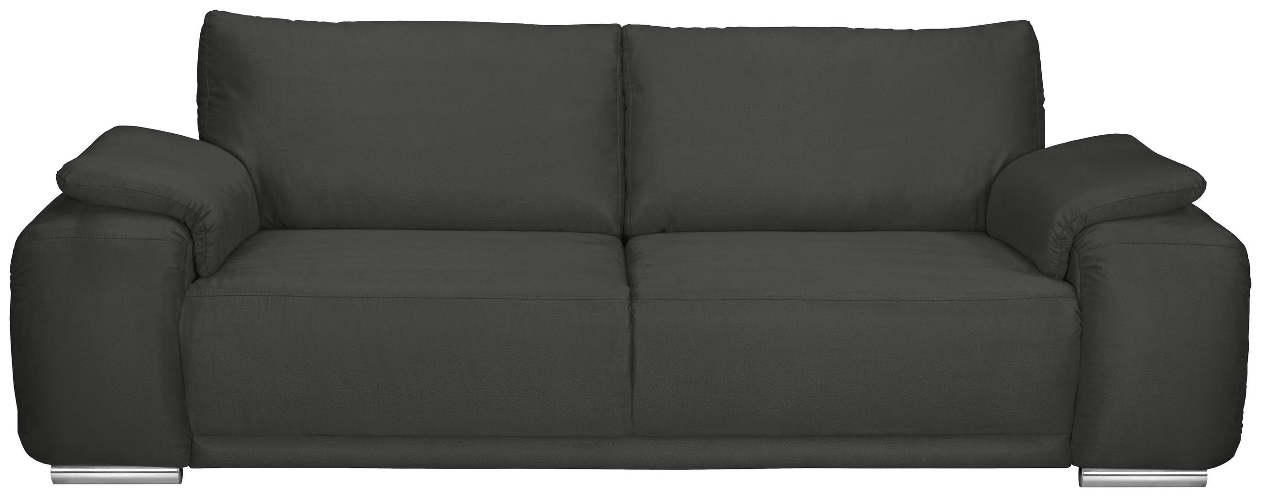 3-SITZER-SOFA Lederlook Anthrazit  - Chromfarben/Anthrazit, KONVENTIONELL, Textil/Metall (241/85/95cm) - Carryhome