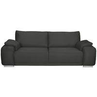 3-SITZER-SOFA Lederlook Anthrazit  - Chromfarben/Anthrazit, KONVENTIONELL, Textil/Metall (241/85/95cm) - Carryhome