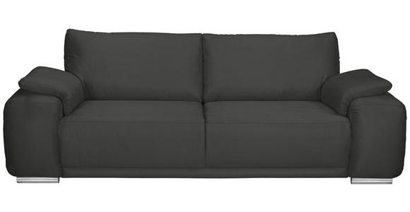 3-SITZER-SOFA Lederlook Anthrazit - Chromfarben/Anthrazit, KONVENTIONELL, Textil/Metall (241/85/95cm) - Carryhome
