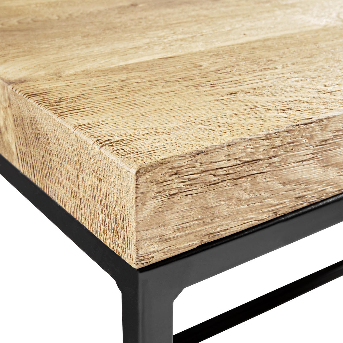 COUCHTISCH Eiche massiv 100/60/40 cm rechteckig Schwarz, Eichefarben  - Eichefarben/Schwarz, Design, Holz/Metall (100/60/40cm) - Novel