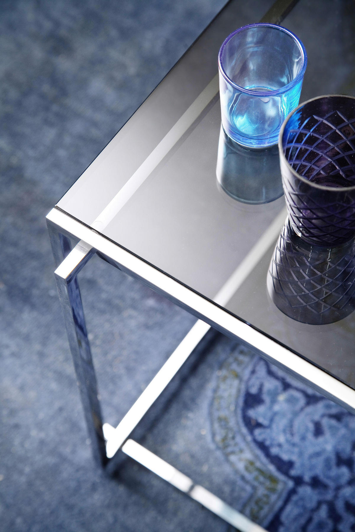 COUCHTISCH in Metall, Glas 75/60/43 cm  - Dunkelgrau/Schwarz, Design, Glas/Metall (75/60/43cm) - Bacher