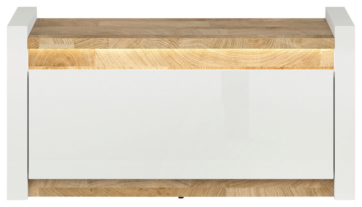 GARDEROBNA KLOP bela, barve hrasta - črna/barve hrasta, Basics, umetna masa/leseni material (84/63/45cm) - Livetastic