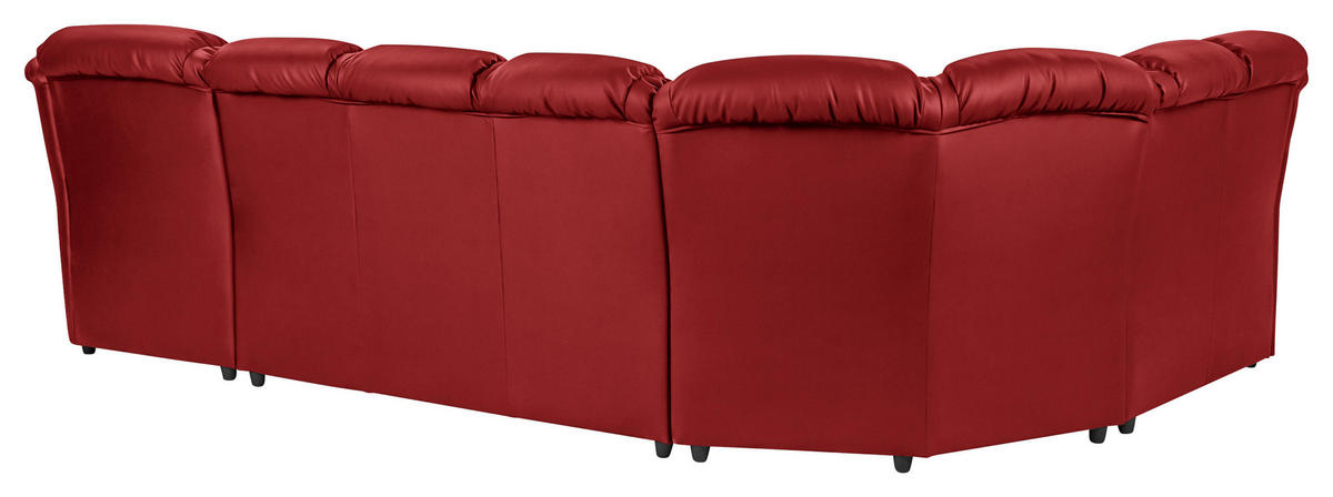 WOHNLANDSCHAFT in Lederlook Rot  - Rot/Schwarz, Konventionell, Kunststoff/Textil (216/333/165cm) - Livetastic