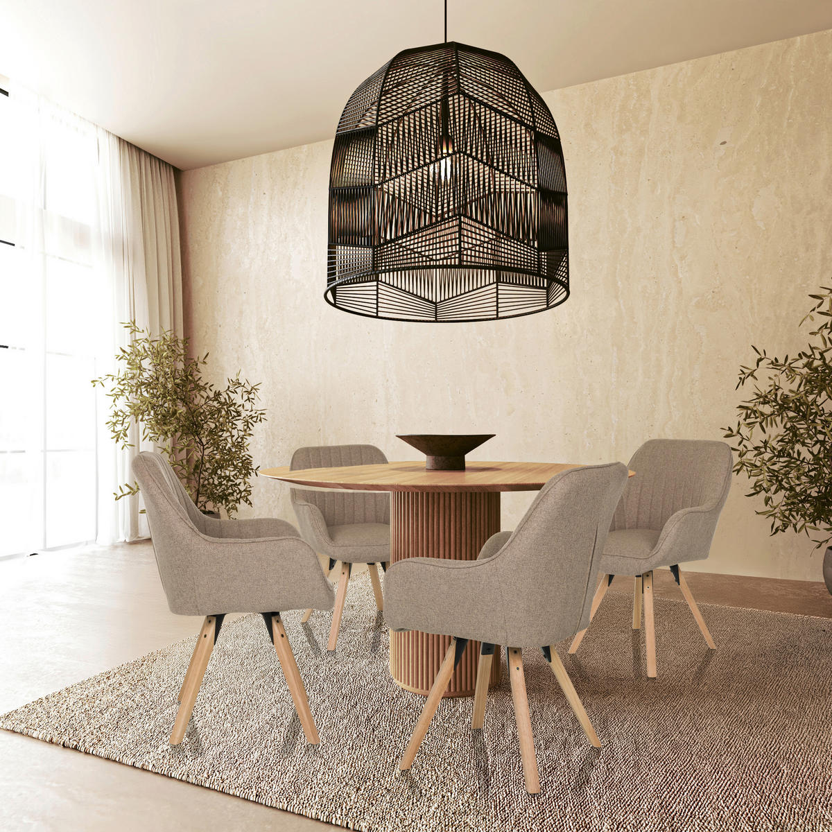ARMLEHNSTUHL   Flachgewebe  Beige  - Beige/Buchefarben, MODERN, Holz/Textil (56/84/62cm) - MID.YOU