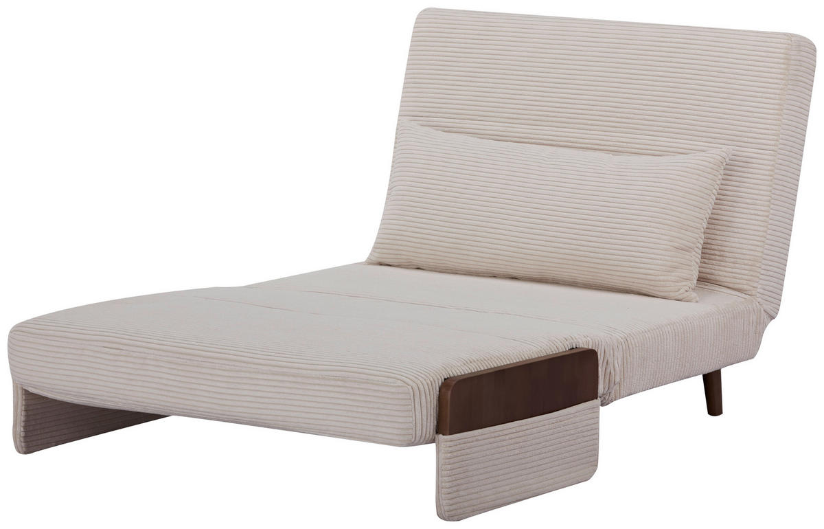 SCHLAFSESSEL Cord Creme    - Hellbraun/Creme, MODERN, Holz/Textil (107/82/91cm) - Livetastic