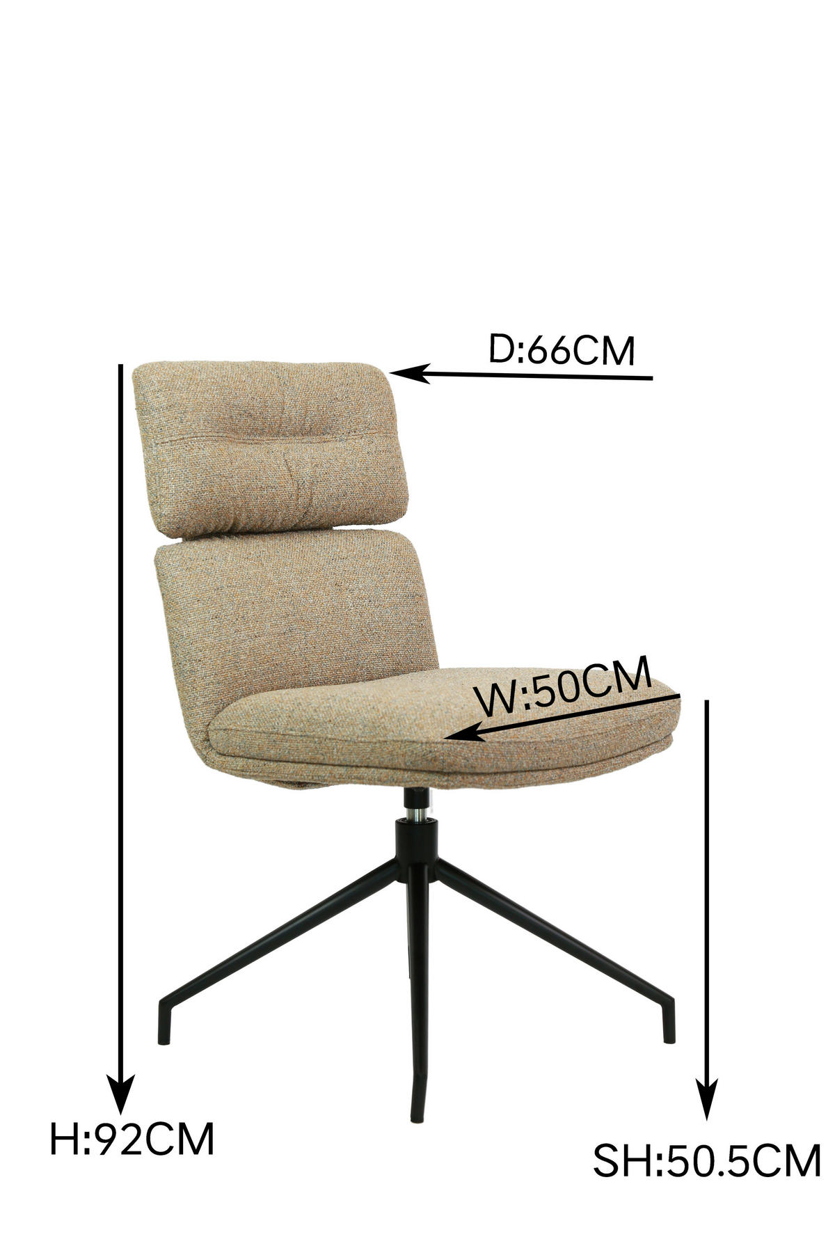 STUHL - Karamell/Schwarz, Design, Textil/Metall (50/92/64,5cm) - Dieter Knoll