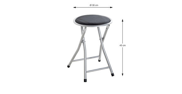 KLAPPHOCKER Lederlook Schwarz, Alufarben - Alufarben/Schwarz, Design, Textil/Metall (30/45/30cm) - Carryhome